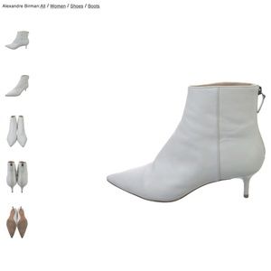 ALEXANDRE BIRMAN White Leather Kitten Heel, Stiletto Booties, Size: 9